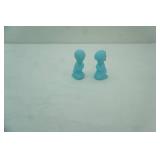 Vintage Fenton Blue Satin Glass Praying Girl Figurines 2ct