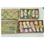 Vintage Spice Tins, Vintage Bisque Dolls "Penny" dolls in Original Boxes