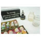 Vintage Spice Tins, Vintage Bisque Dolls "Penny" dolls in Original Boxes