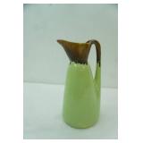 Pottery Pitcher Green with Brown Drip Glaze Top