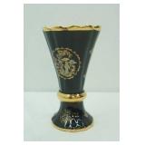 Vintage Turkkan Vase. 9.25" tall. Gold accents
