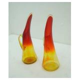 Vintage Kanawha Ruby Amberina Crackle Glass Pitchers or Ewers