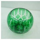 Gorham Lady Anne Emerald Green cut-to-clear crystal rose bowl