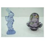 Purple Glass Easter Bunny Rabbit Figurine, Fenton "Grape Arbor on Violet" Fairy Light