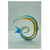 Murano (w/sticker) Glass Fish Sculpture. 9"x7.5"