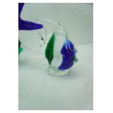 Vintage Hand-Blown Art Glass Fish Figurines. Murano-Style Angelfish Set 4ct