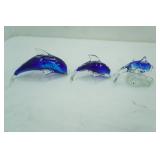 Hand-Blown Art Glass Dolphin Figurines