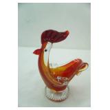 Hand-Blown Art Glass Rooster Figurine/Bowl