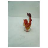 Hand-Blown Art Glass Rooster Figurine/Bowl