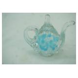 Joe Rice St. Clair Hand-Blown Art Glass Teapot Paperweight. 4"x4"