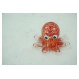 1.5" tall Mini Red Hand-Blown Glass Octopus Collectible Figurine.