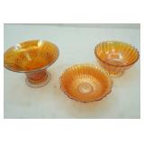 Vintage Marigold Carnival Glass Pieces