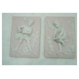 Vintage Arnart Bisque Porcelain Cherub Wall Plaques 5"x 4"