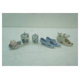 Vintage Royal Worcester Porcelain Jars, Slippers, Angel Figurine