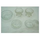 Vintage Crystal Bowls, Trinket Box, Candlestick Holder