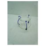 Vintage Poschinger Hand-Blown Glass Vase Featuring the "Tri-Tadpoles" Cobalt Blue Design