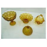Vintage Amber Gold Glass Pieces. LE Smith, Fenton? and more