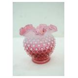Fenton Cranberry Opalescent Hobnail Glass Vase