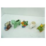 Collection of Ceramic Planters: Vintage Green Lamb Planter-1950s-McCoy