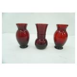 Vintage Anchor Hocking Royal Ruby Red Glass Flower Vases