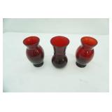 Vintage Anchor Hocking Royal Ruby Red Glass Flower Vases