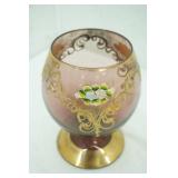 Vintage Venetian Murano Glass Brandy Snifter or Goblet. 24k gold overlay