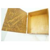 Antique Pyrography Wooden Box, Baroque Desk Photo Box