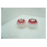 Antique Victorian Satin Art Glass Ruffled Rose Bowl. Mt. Washington Glass Company. Cased Class