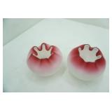 Antique Victorian Satin Art Glass Ruffled Rose Bowl. Mt. Washington Glass Company. Cased Class