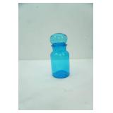 Vintage Blue Glass Apothecary Jar Canister w/bubble top lid