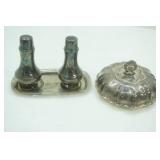 Vintage Rogers Silver-Plate Salt and Pepper Shaker & Covered Dish