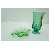 Vintage Fenton Green Glass Pieces