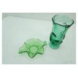 Vintage Fenton Green Glass Pieces