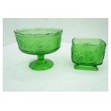 Vintage E.O. Brody Co. & Vintage Indiana Green Glass "Harvest Grape" dish