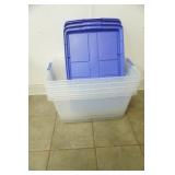 Hefty Clear Storage Totes w/Blue Latching Lids 4ct