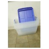 Hefty Clear Storage Totes w/Blue Latching Lids 4ct