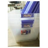 Hefty Clear Storage Totes w/Blue Latching Lids 4ct