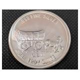 Golden State Mint Prospector 1 oz .999 Fine Silver Round - Wagon Train Design