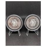 Silver Round 1 oz - .999 Fine Silver - Native Head Obverse, Aztec Calendar Reverse (Lot of 2)
