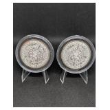 Silver Round 1 oz .999 Fine Silver - Mayan Calendar & Native Chief Design (Lot of 2)