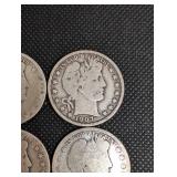 Barber Half Dollars - Assorted Dates (Lot of 4)