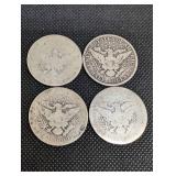 Barber Half Dollars - Assorted Dates (Lot of 4)