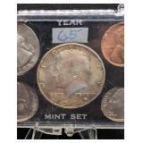 US Mint Set 1965 Kennedy Half Dollar & Lincoln Cent, Nickel, Dime, Quarter
