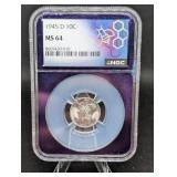 1945-D Mercury Dime 10C MS64 NGC Graded Coin