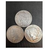 1922 Peace Dollar - Lot of 3 - U.S. Silver One Dollar Coins