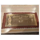 The Danbury Mint US Banknote Series Gold Foil Reproductions - Historic Note Display Set (QTY 21)