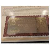 Danbury Mint Educational Series Banknote Certificates Collection - Assorted Historic Reproductions (QTY 11)