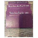United States Mint Proof Sets - 1985, 1986, 1988, 1989, 1993