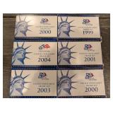 United States Mint Proof Set - 50 State Quarters (6 Sets: 1999, 2000, 2001, 2003, 2004, 2000)
