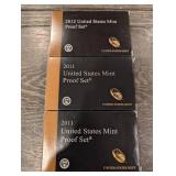 United States Mint Proof Sets - 2011 (2) & 2012 (1) - Original Packaging (Lot of 3)